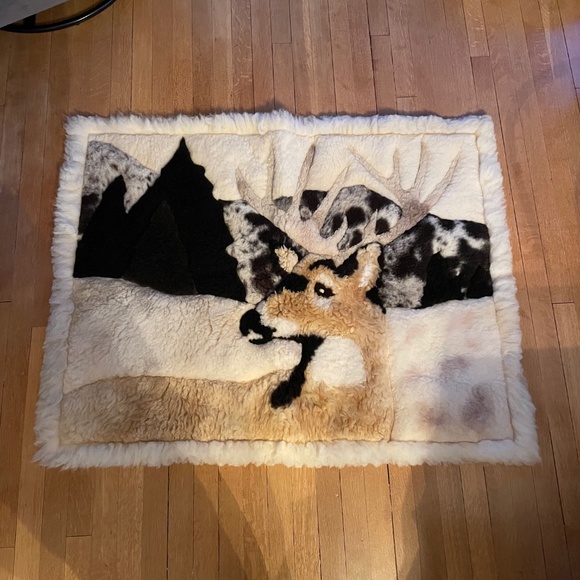 Buck Sherpa Hide Leather Rug / Tapestry - Picture 1 of 5